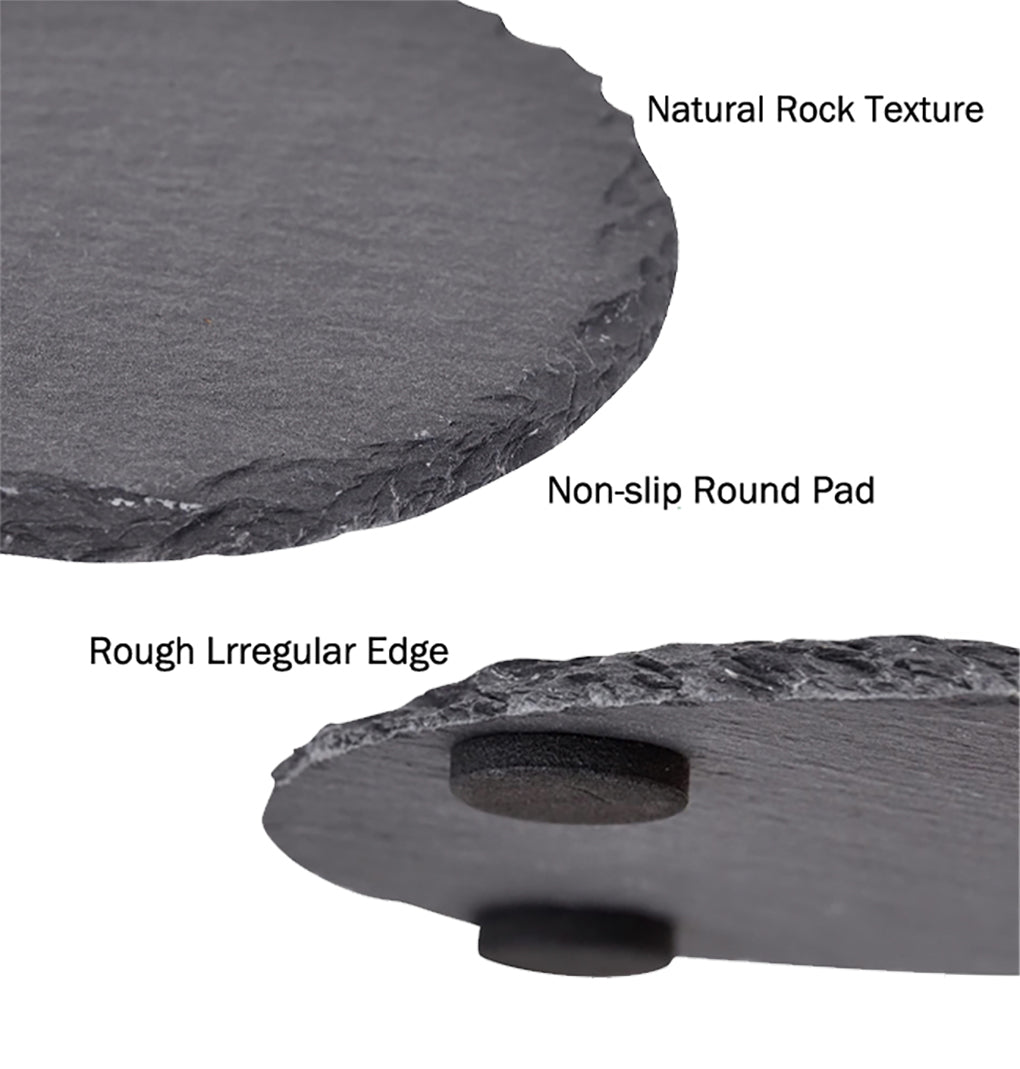 8pcs Heart Shape Black Slate Stone Coasters - SLATE