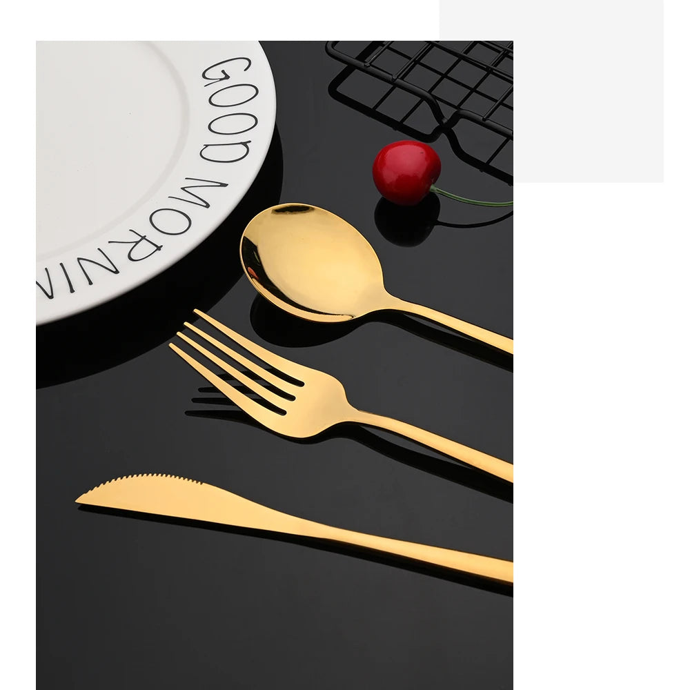 30Pcs/Set Stainless Steel Multi Colored Dinnerware Set - SHINE