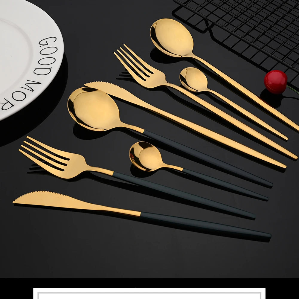 30Pcs/Set Stainless Steel Multi Colored Dinnerware Set - SHINE