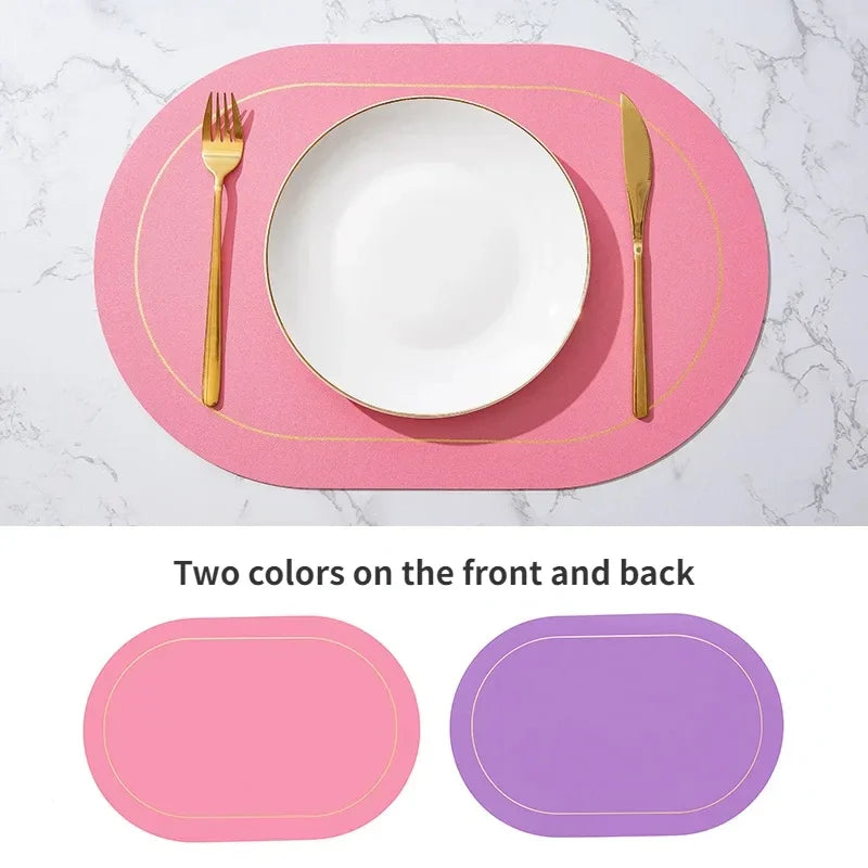 Oval Faux Leather Placemat - DUAL