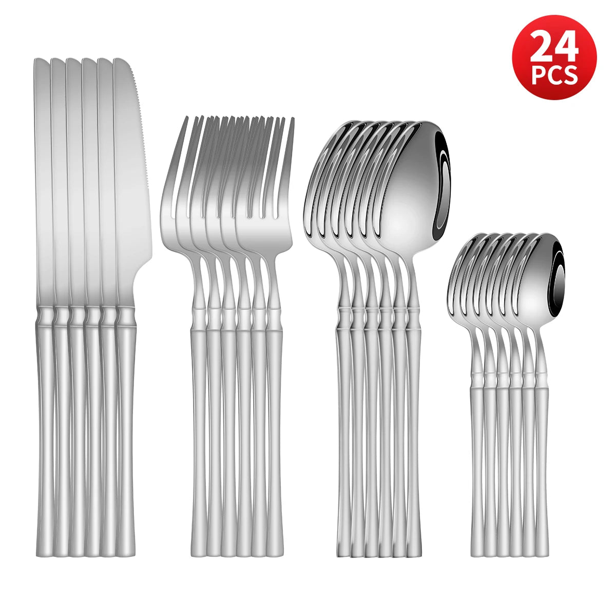 4/6/16/24pcs  Silver stainless steel cutlery - STEEL