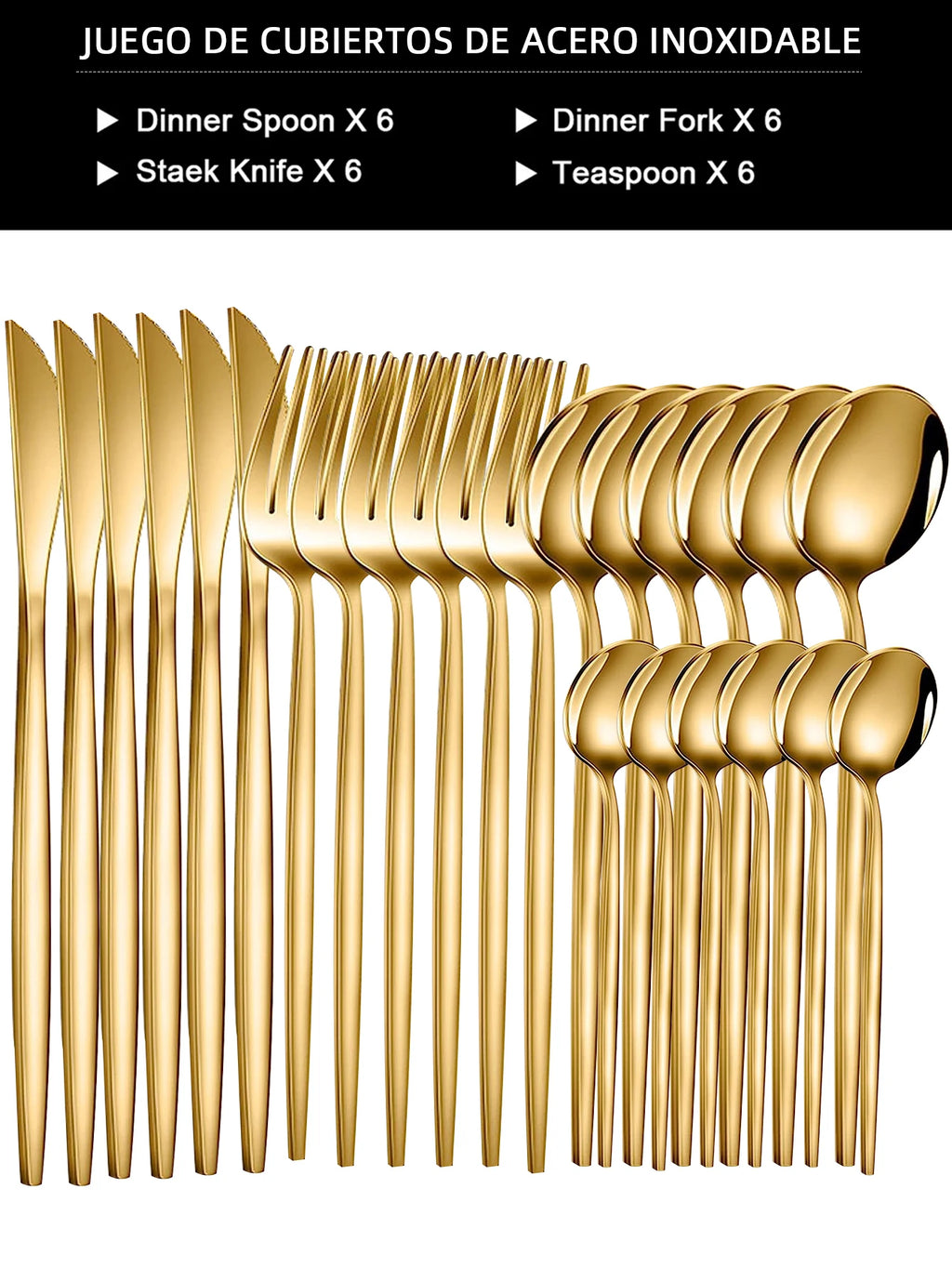 24pcs Dinnerware Set Stainless Steel Tableware - CENA
