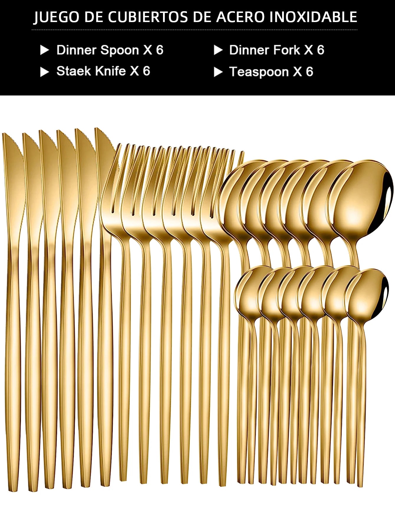 24pcs Dinnerware Set Stainless Steel Tableware - CENA