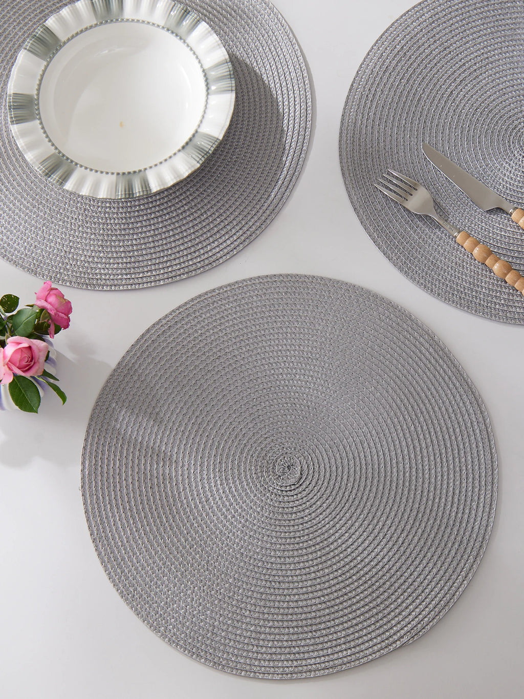 Round Braided Placemats Set of 4 Washable - COLORII