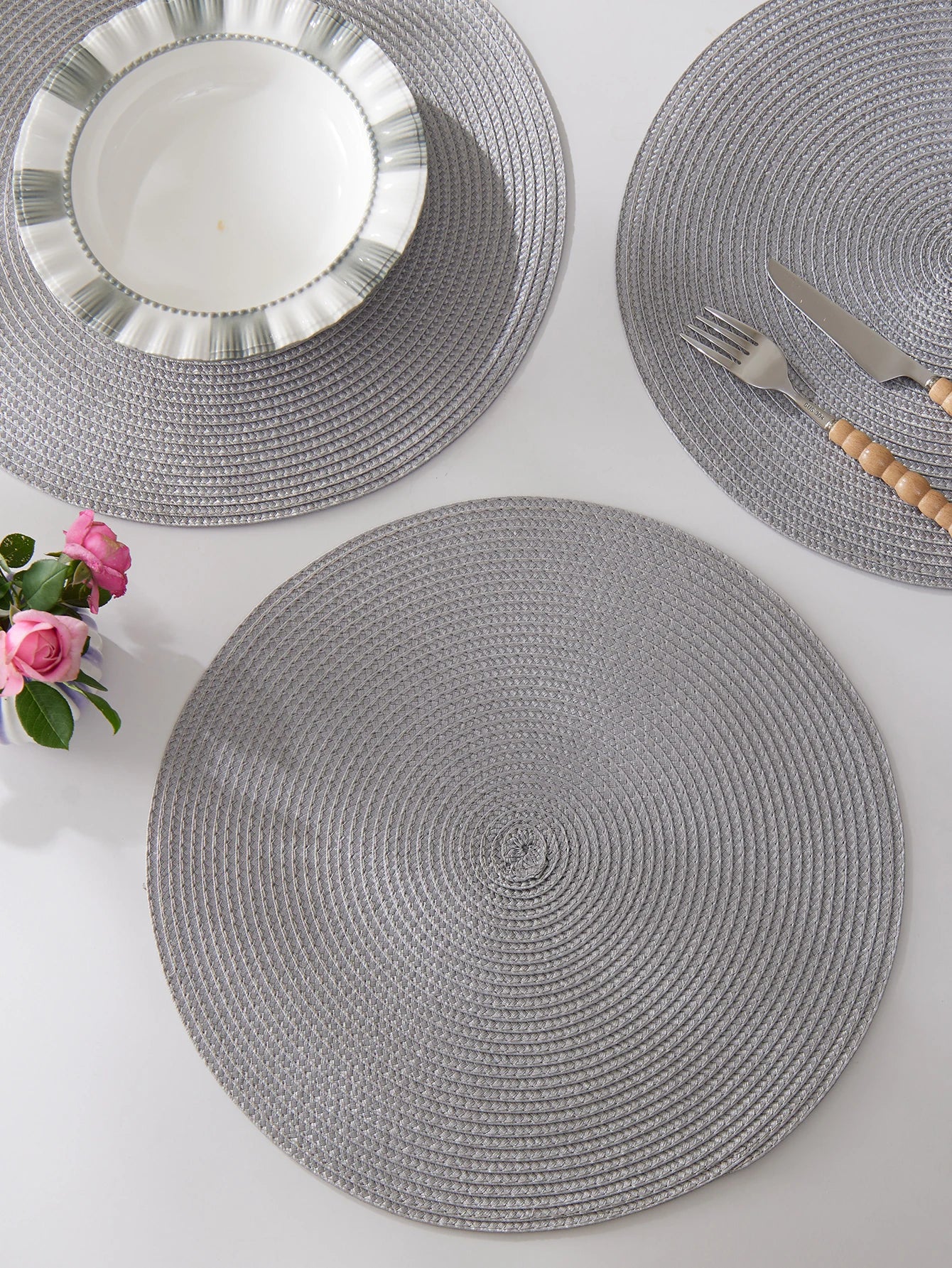 Round Braided Placemats Set of 4 Washable - COLORII