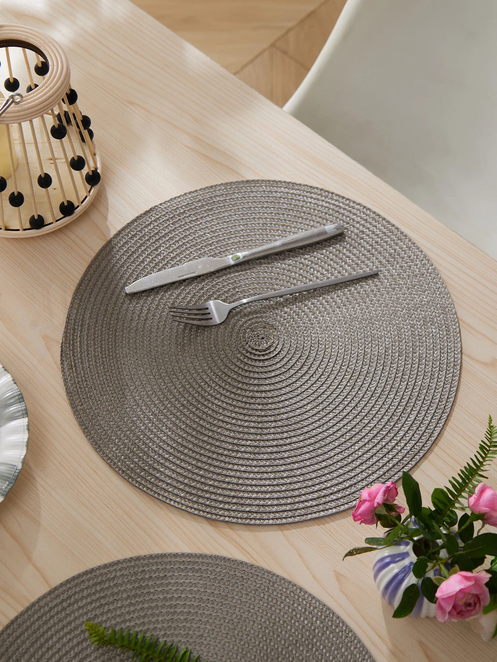 Round Braided Placemats Set of 4 Washable - COLORII