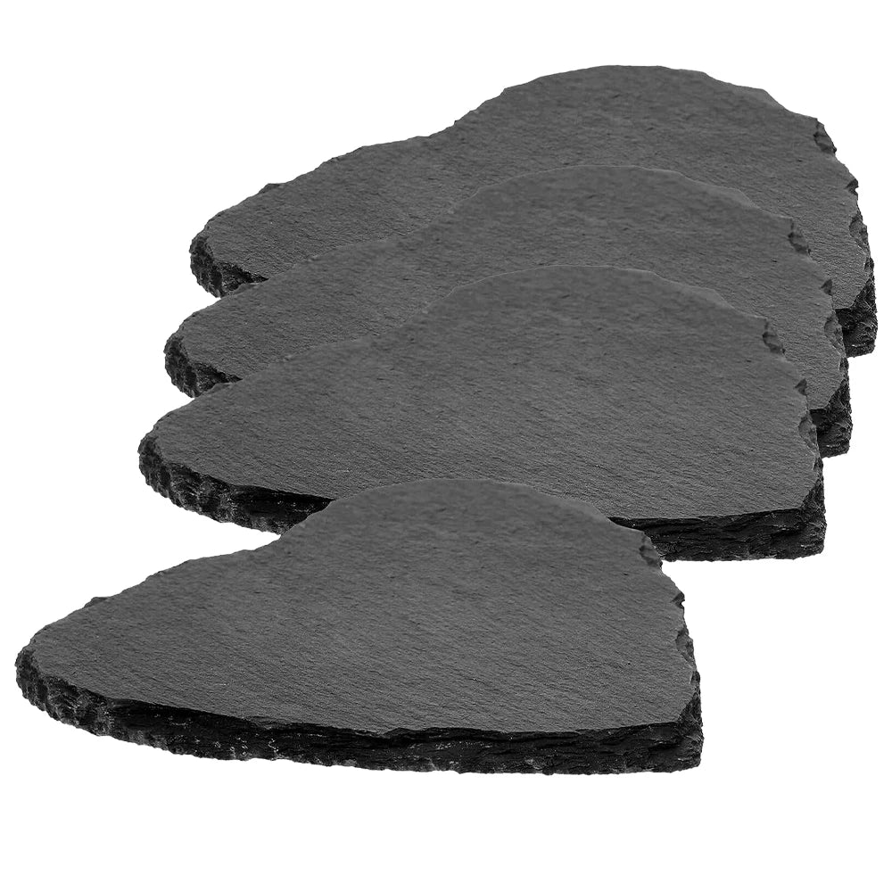 8pcs Heart Shape Black Slate Stone Coasters - SLATE
