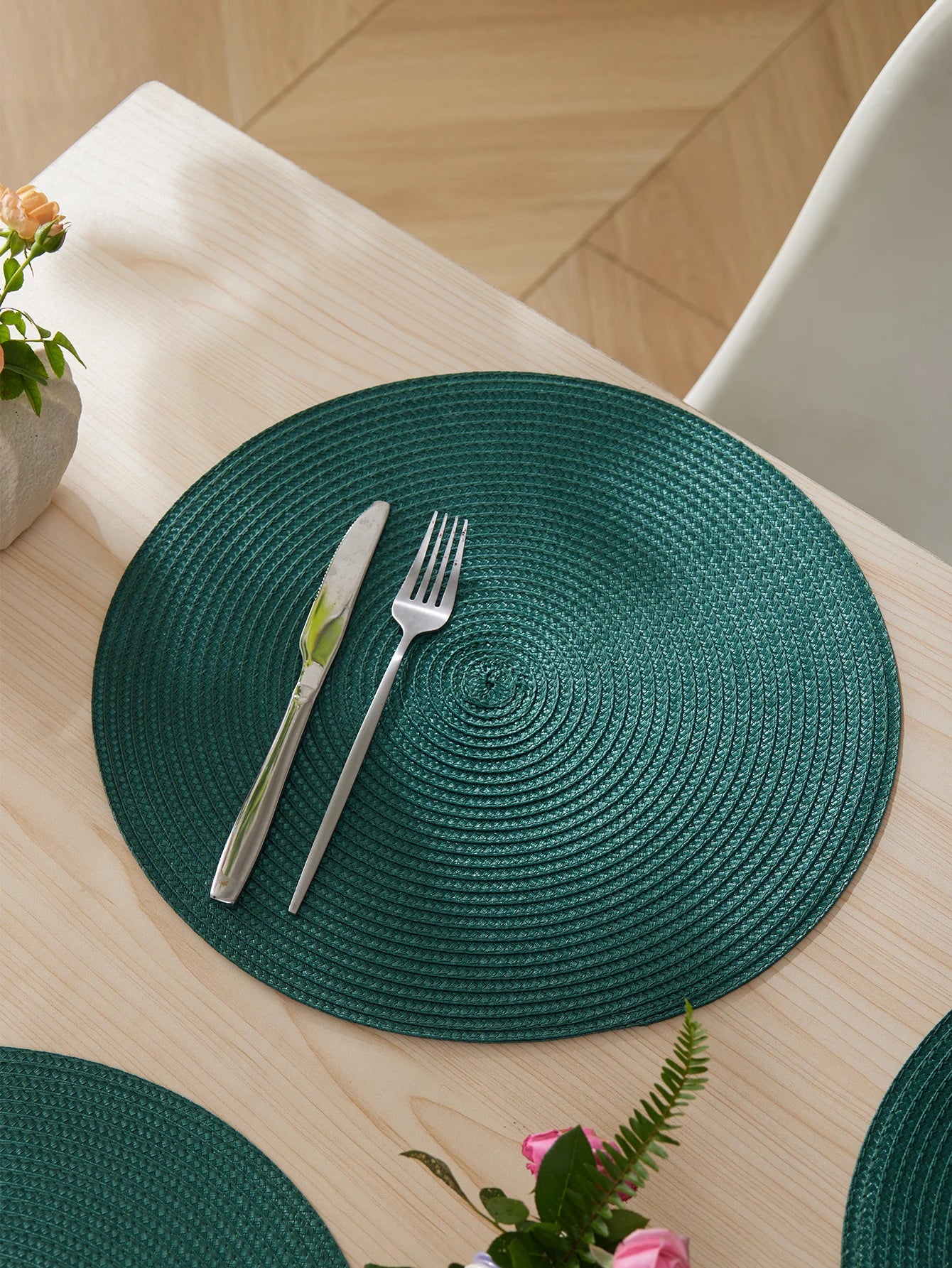 Round Braided Placemats Set of 4 Washable - COLORII