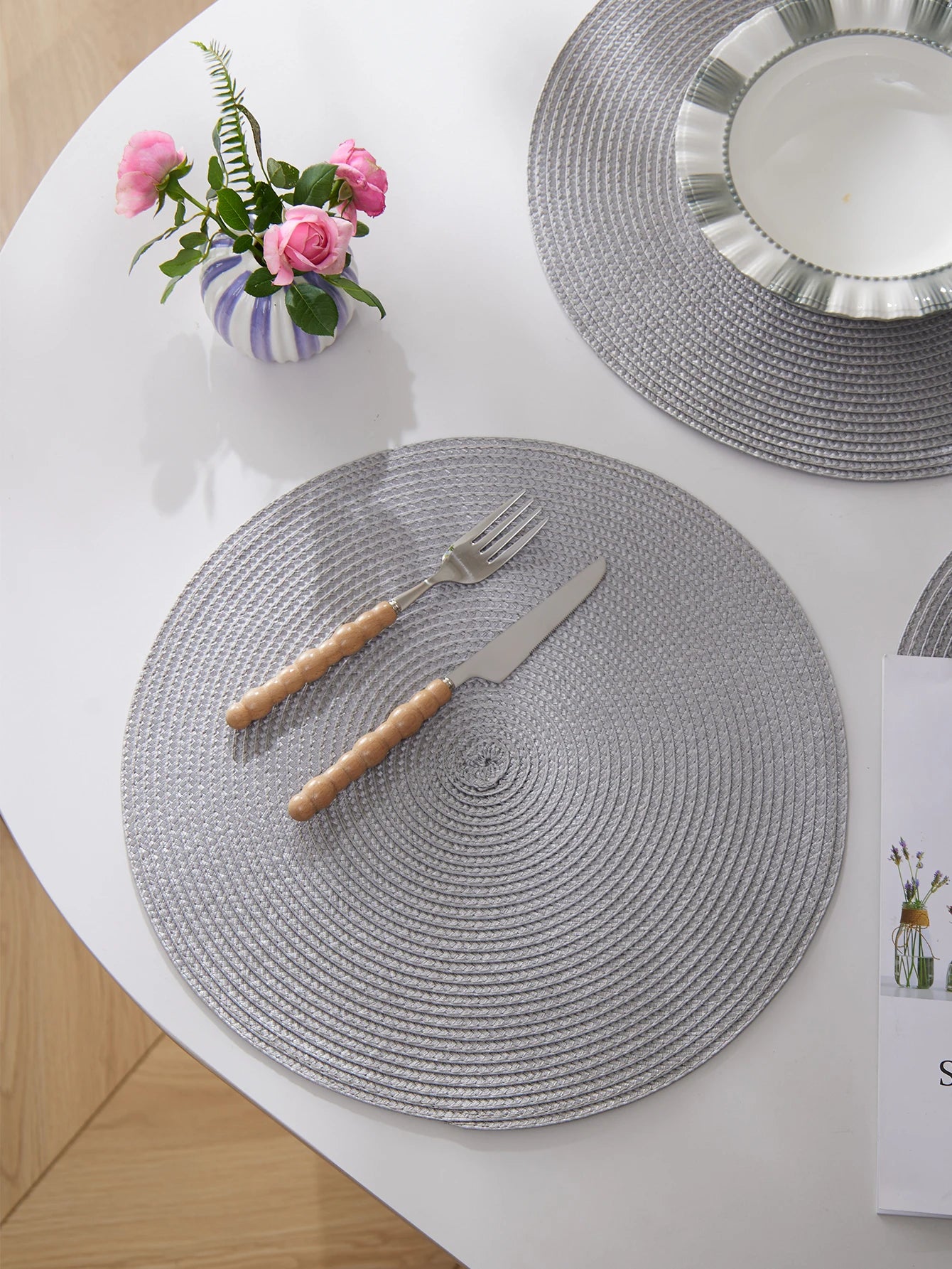 Round Braided Placemats Set of 4 Washable - COLORII