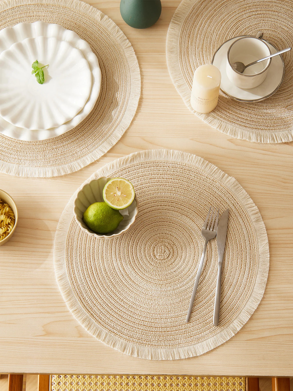 Set of 4 Fringe Woven Placemats - FRANGIA