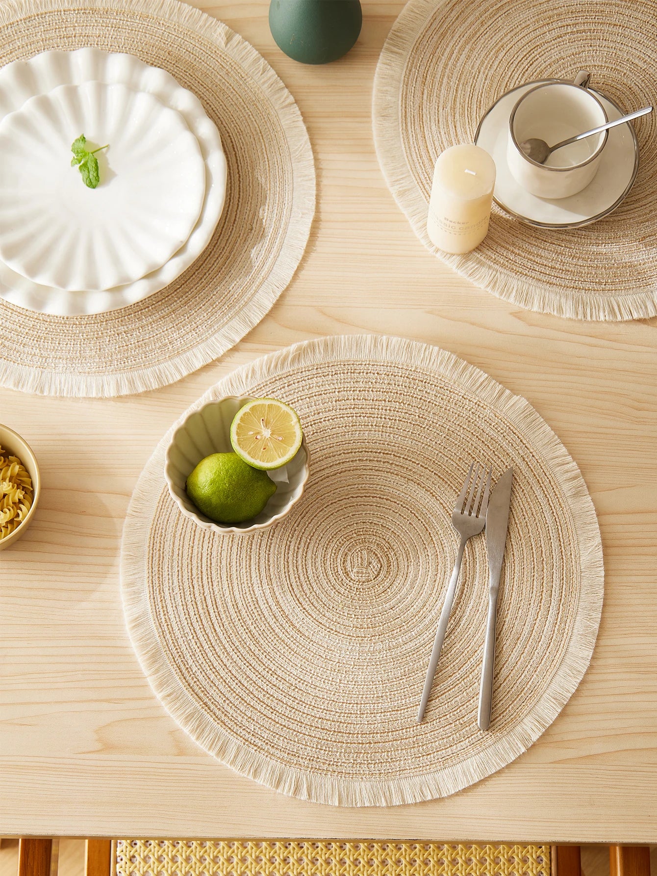 Set of 4 Fringe Woven Placemats - FRANGIA
