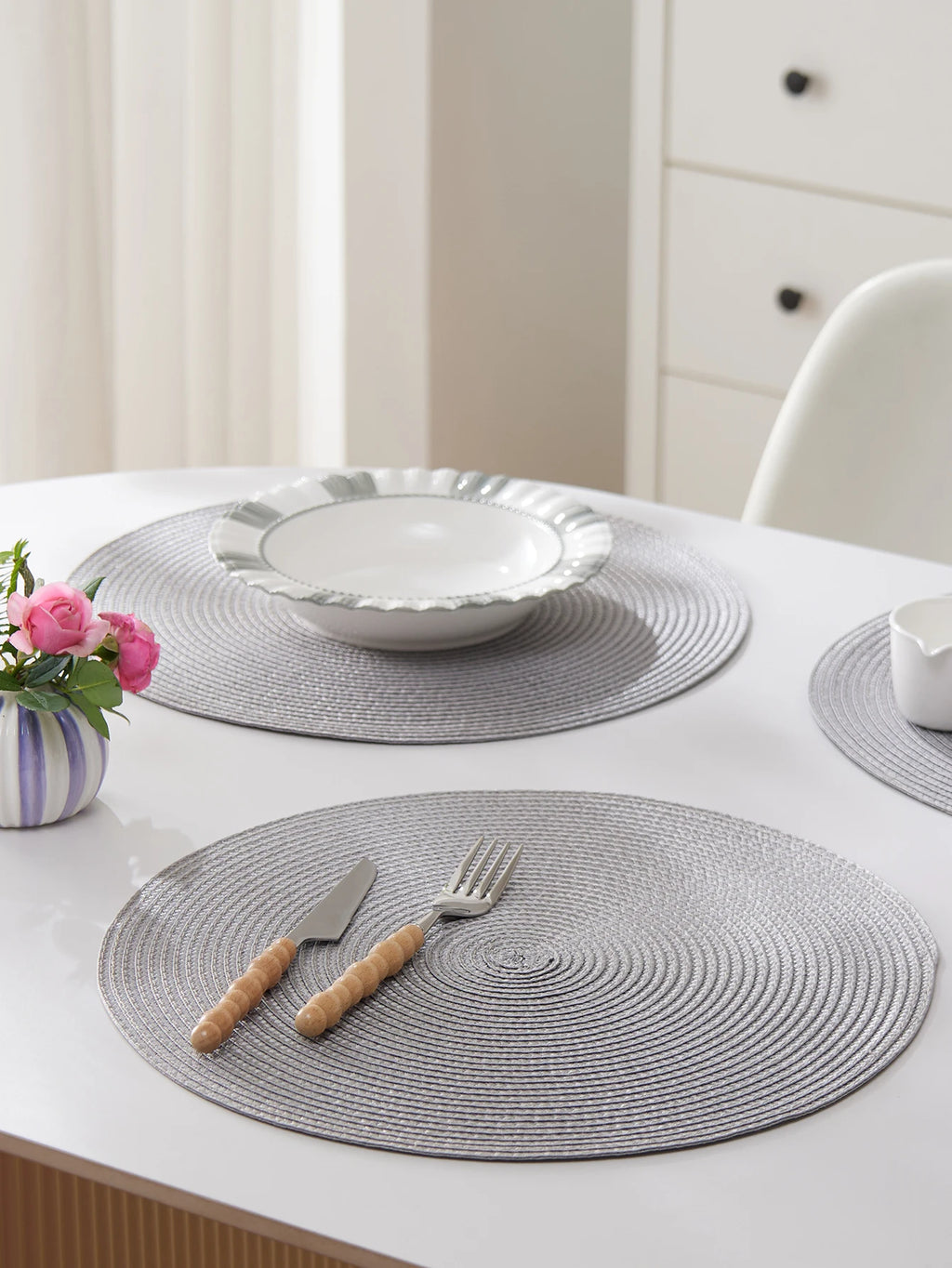 Round Braided Placemats Set of 4 Washable - COLORII