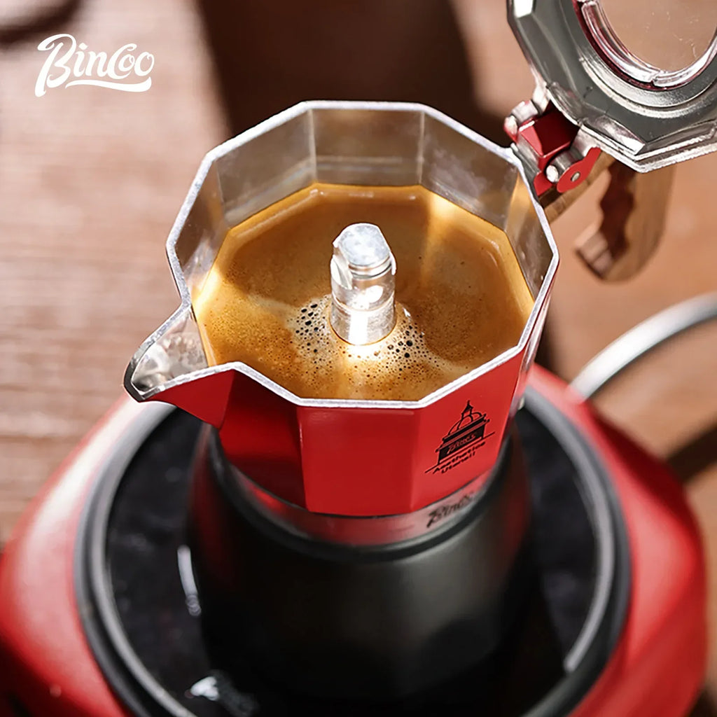Electric Coffee Moka Pot - BLACK AND RED