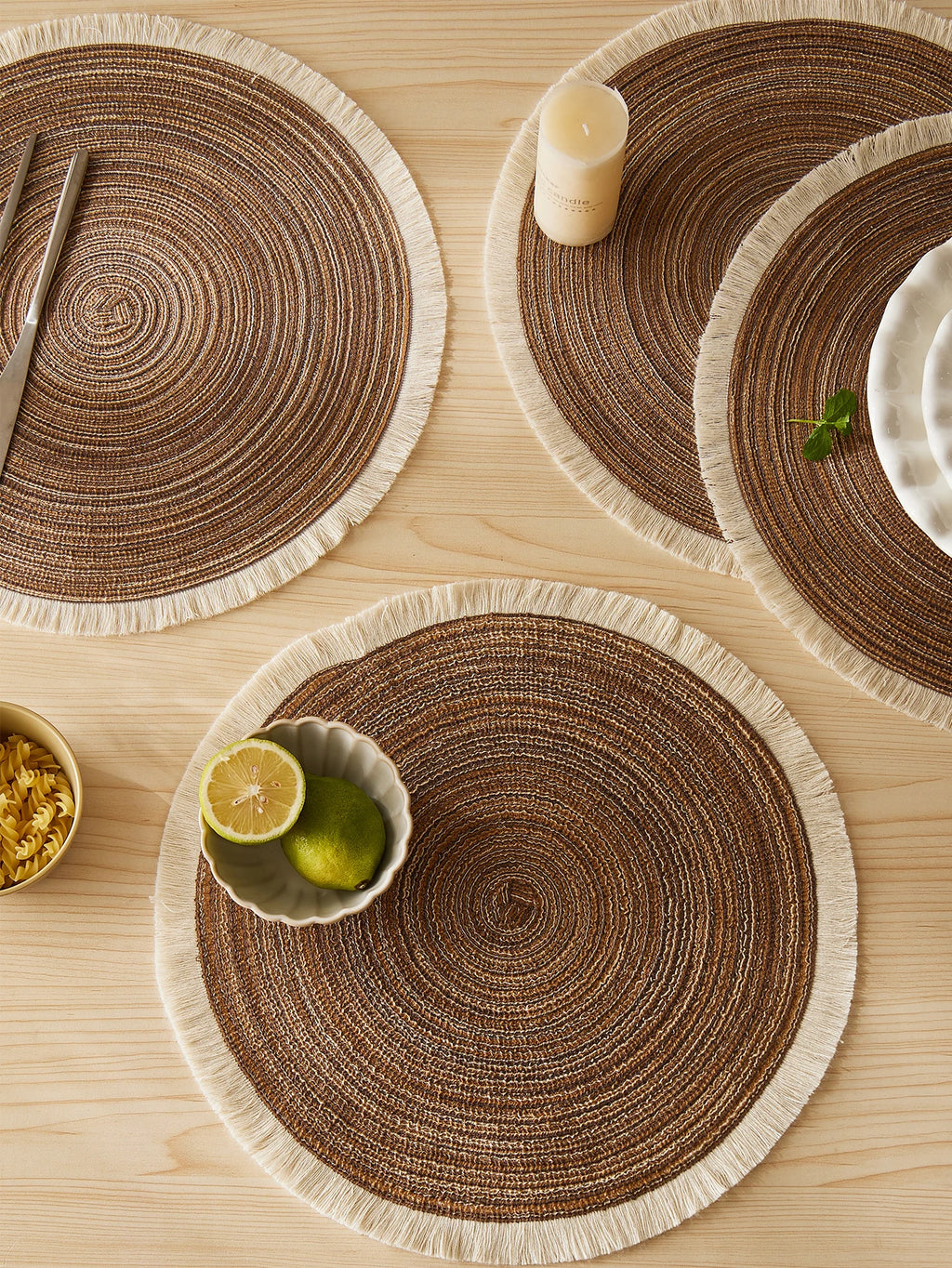 Set of 4 Fringe Woven Placemats - FRANGIA