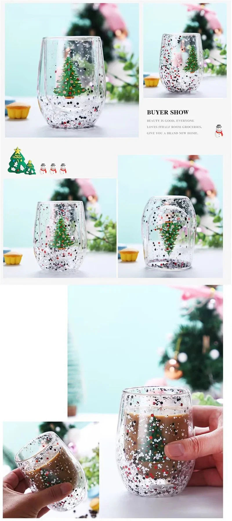Christmas Double Wall Glass cups - JOLLY