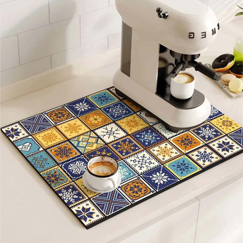 Coffee Mat Quick Drying Draining Board - RETRO