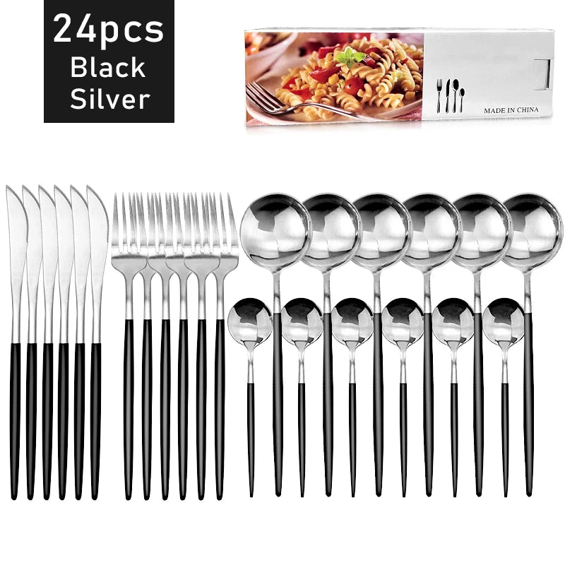 24pcs Dinnerware Set Stainless Steel Tableware - CENA