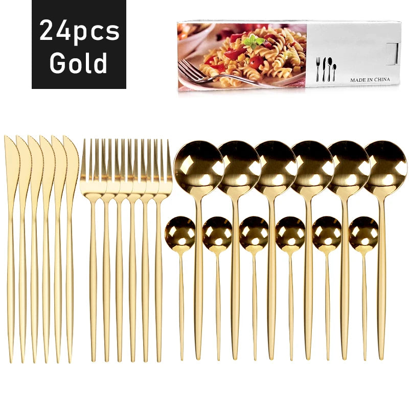 24pcs Dinnerware Set Stainless Steel Tableware - CENA
