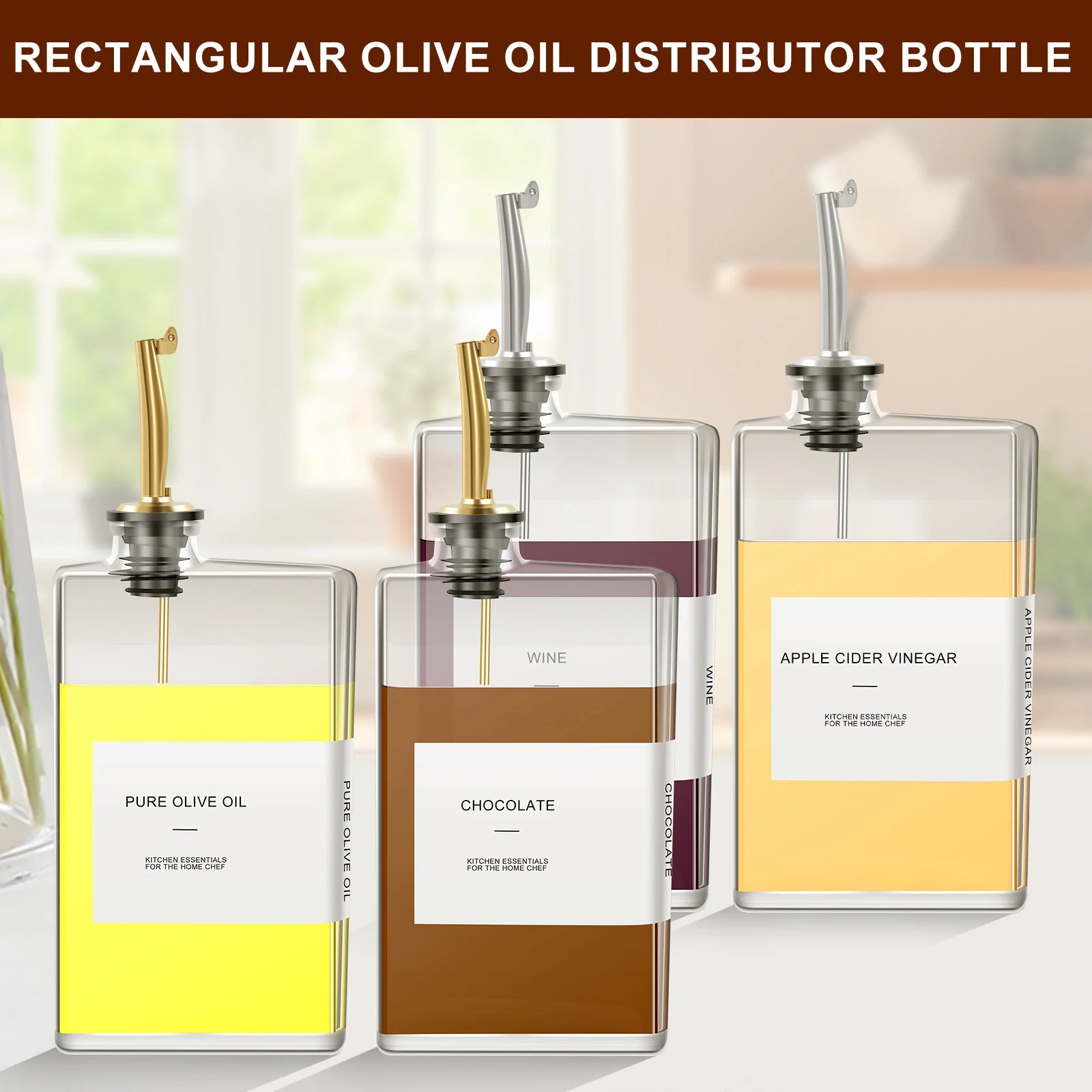 Square Glass Seasoning Bottle Dispenser - QUADRA