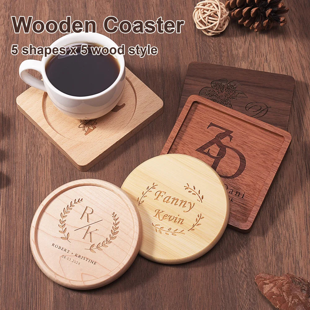 1PCS Solid Wood Coaster