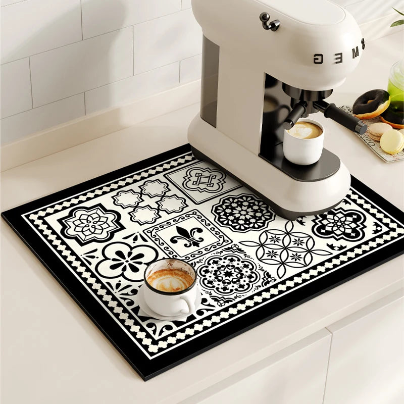 Coffee Mat Quick Drying Draining Board - RETRO