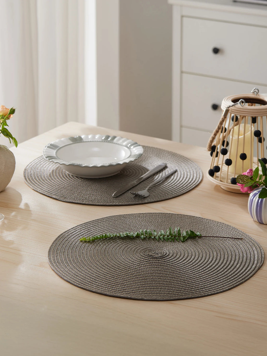 Round Braided Placemats Set of 4 Washable - COLORII
