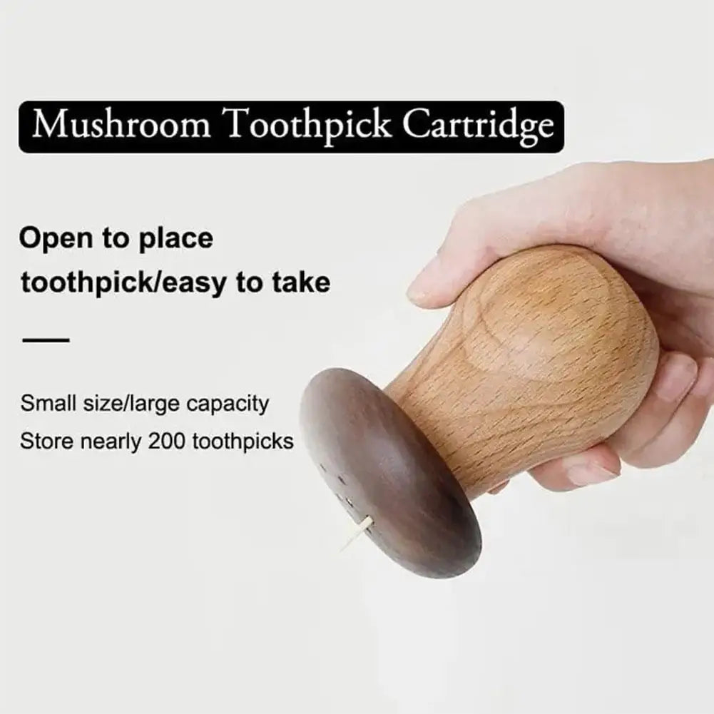Walnut Wood Mushroom Toothpick Holder Dispenser - SHROOM