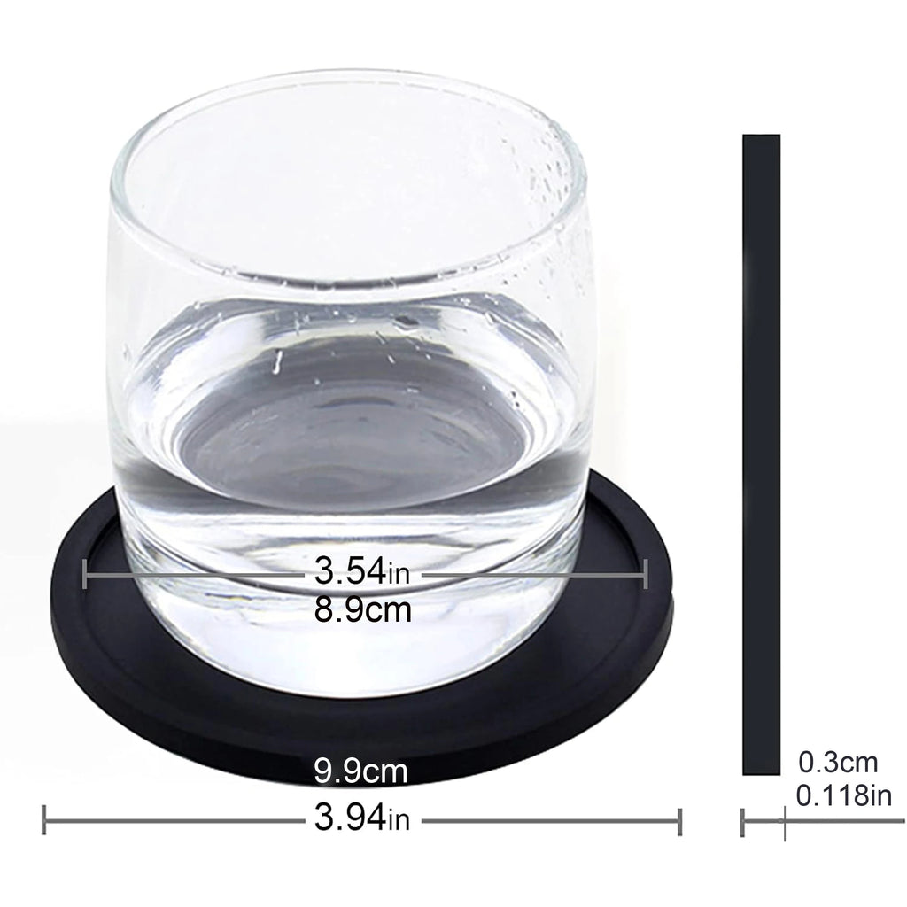 Non Slip Silicone Drink Coasters 4PCS - BLACK