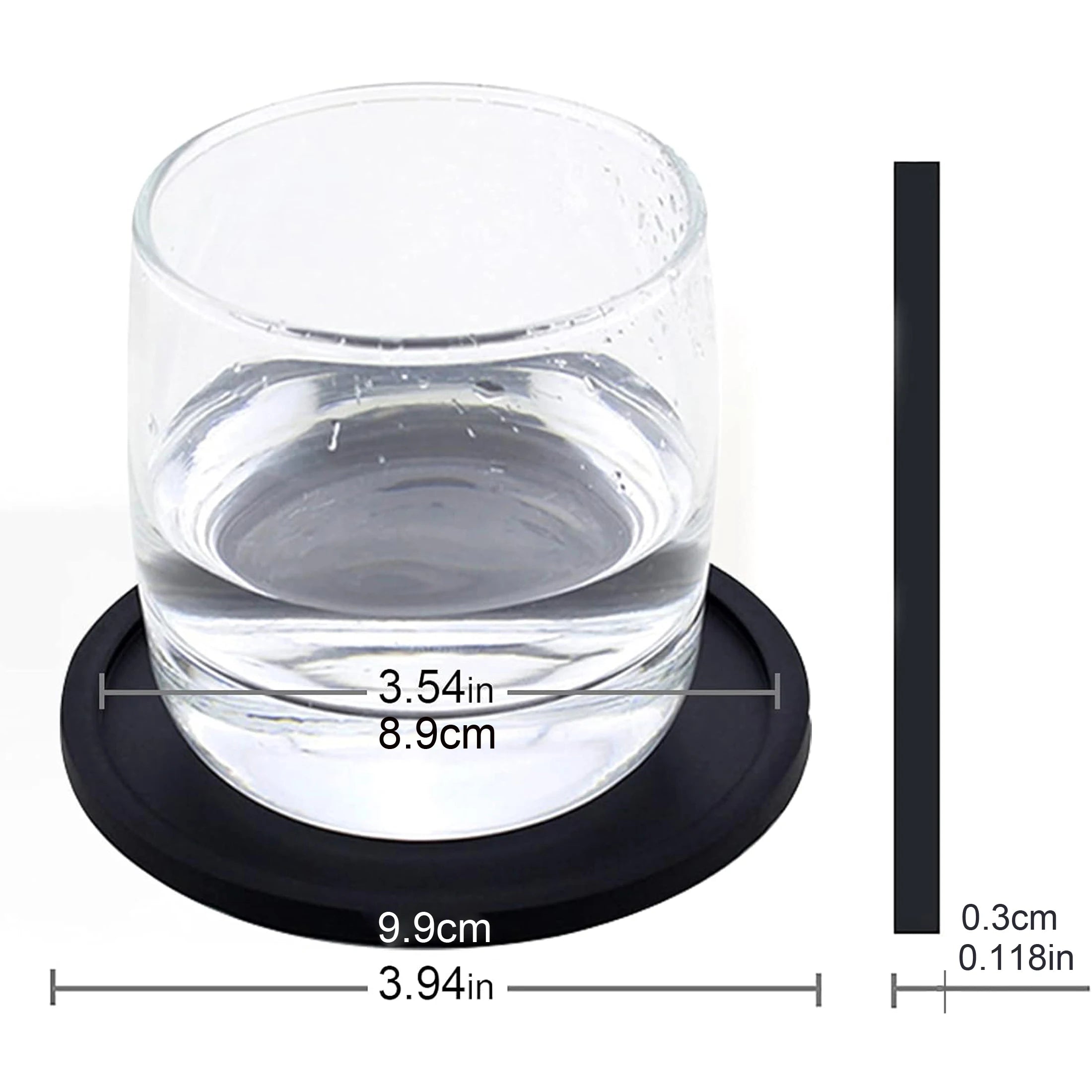 Non Slip Silicone Drink Coasters 4PCS - BLACK