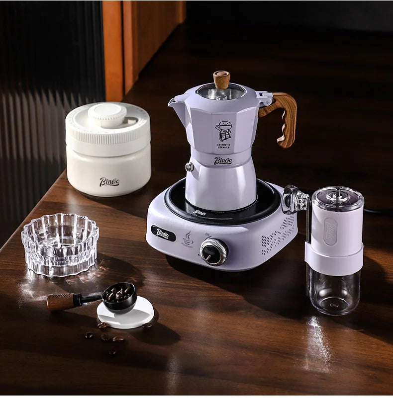 Stylish Moka Pot - WHITE BLACK PURPLE