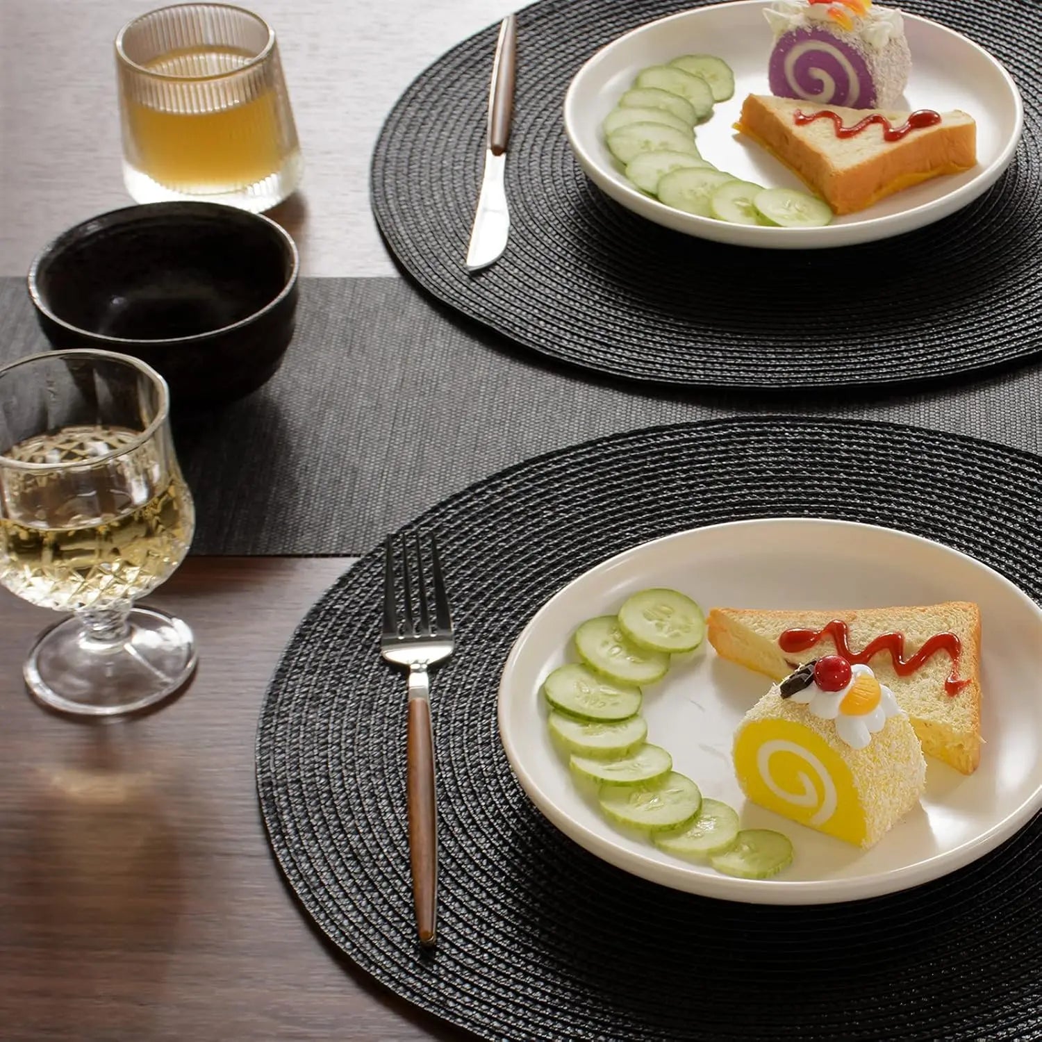 Round Braided Placemats Set of 4 Washable - COLORII