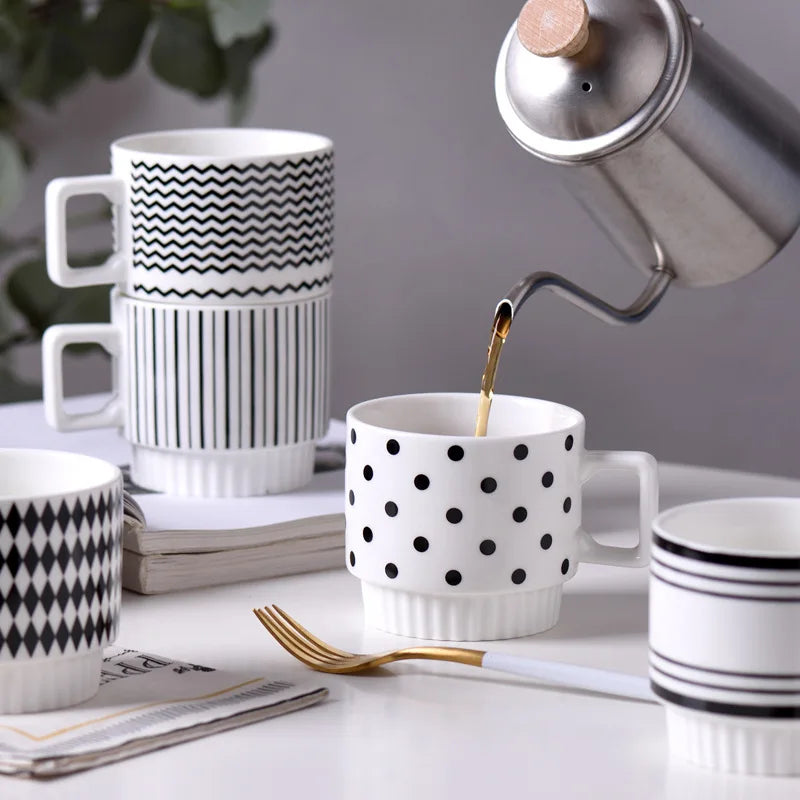 1PCS Designer Ceramic Mug - B&W MOTIF