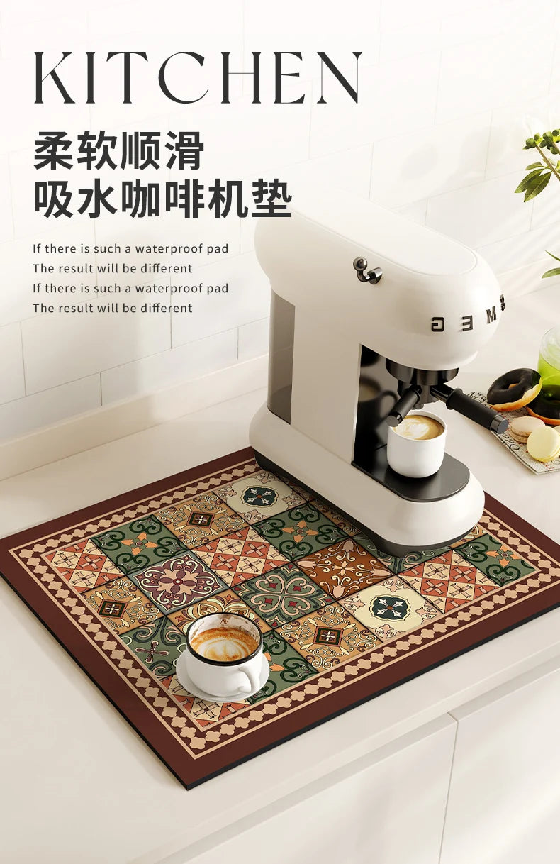 Coffee Mat Quick Drying Draining Board - RETRO