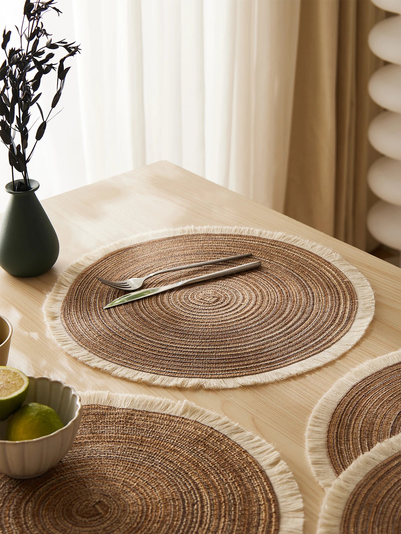 Set of 4 Fringe Woven Placemats - FRANGIA