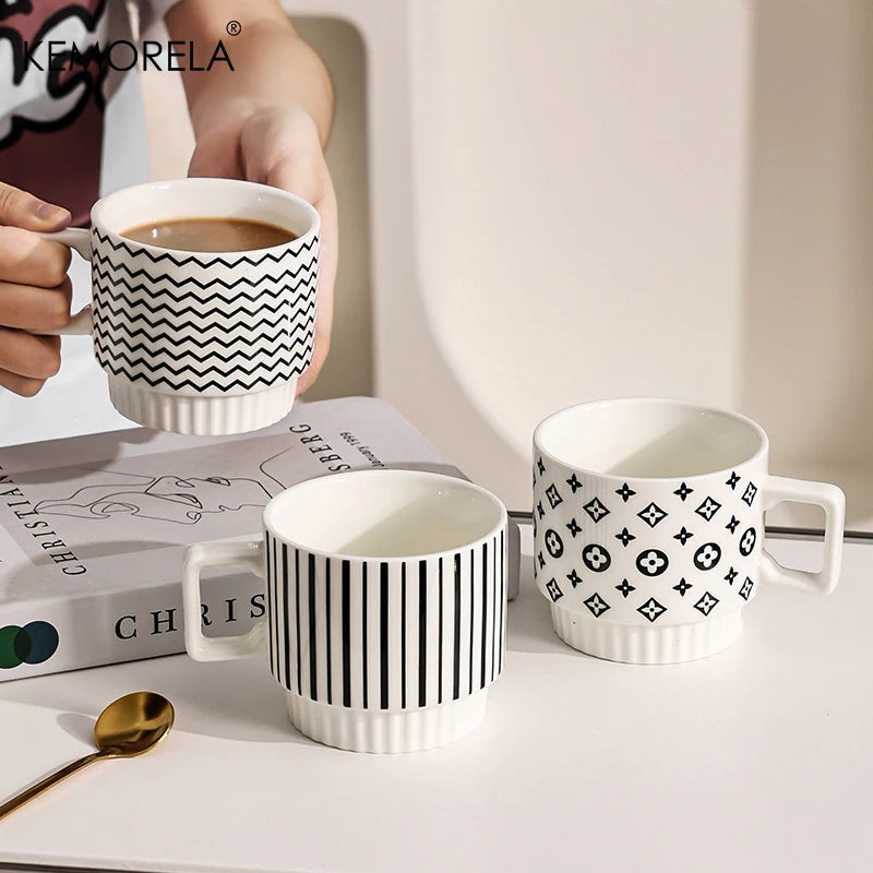 1PCS Designer Ceramic Mug - B&W MOTIF