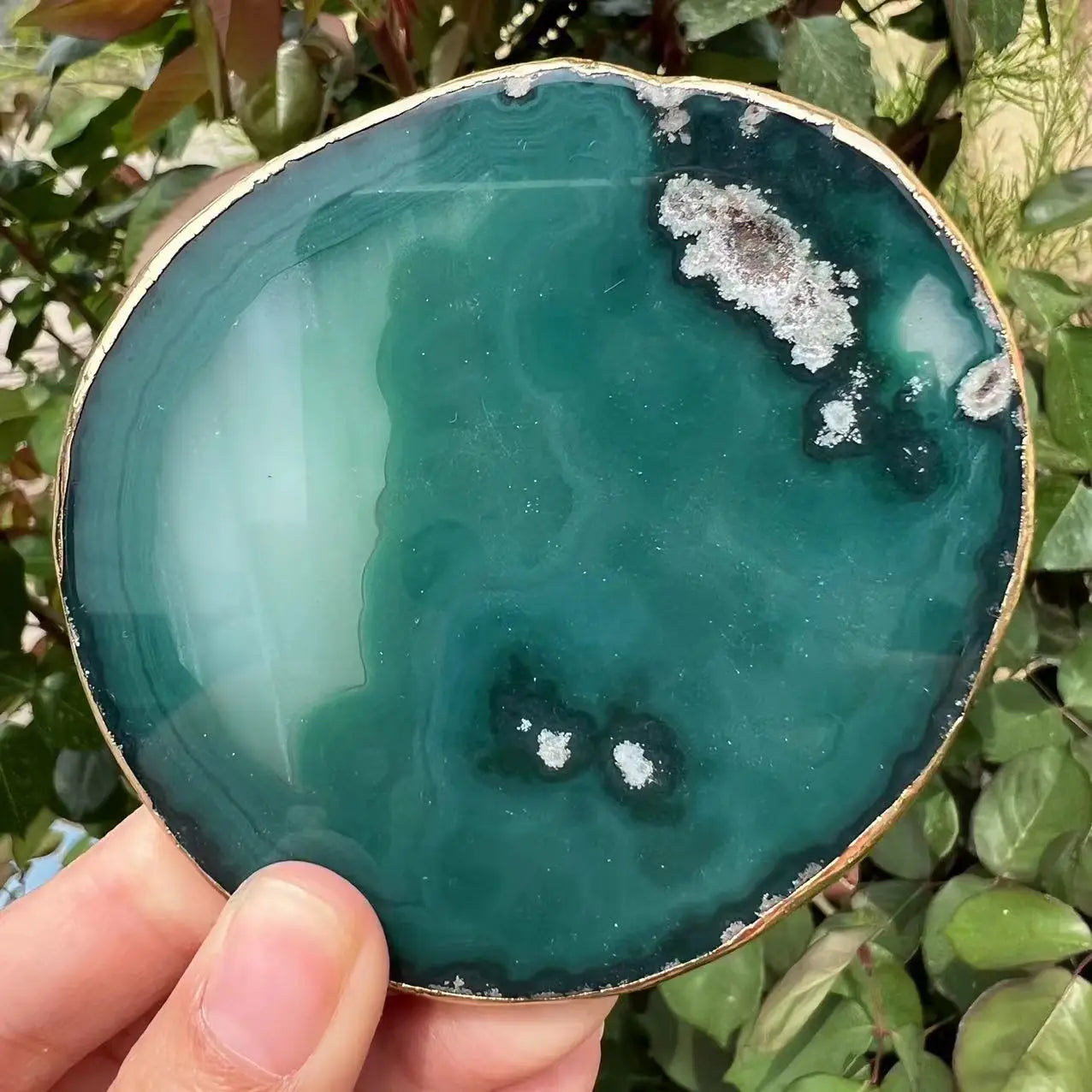 natural agate coasters crystal gold trim - PLACCA