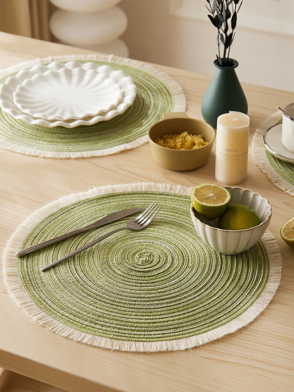 Set of 4 Fringe Woven Placemats - FRANGIA