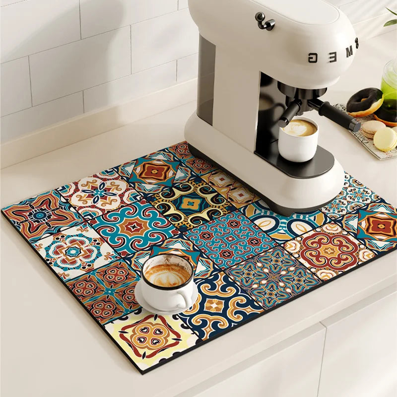 Coffee Mat Quick Drying Draining Board - RETRO