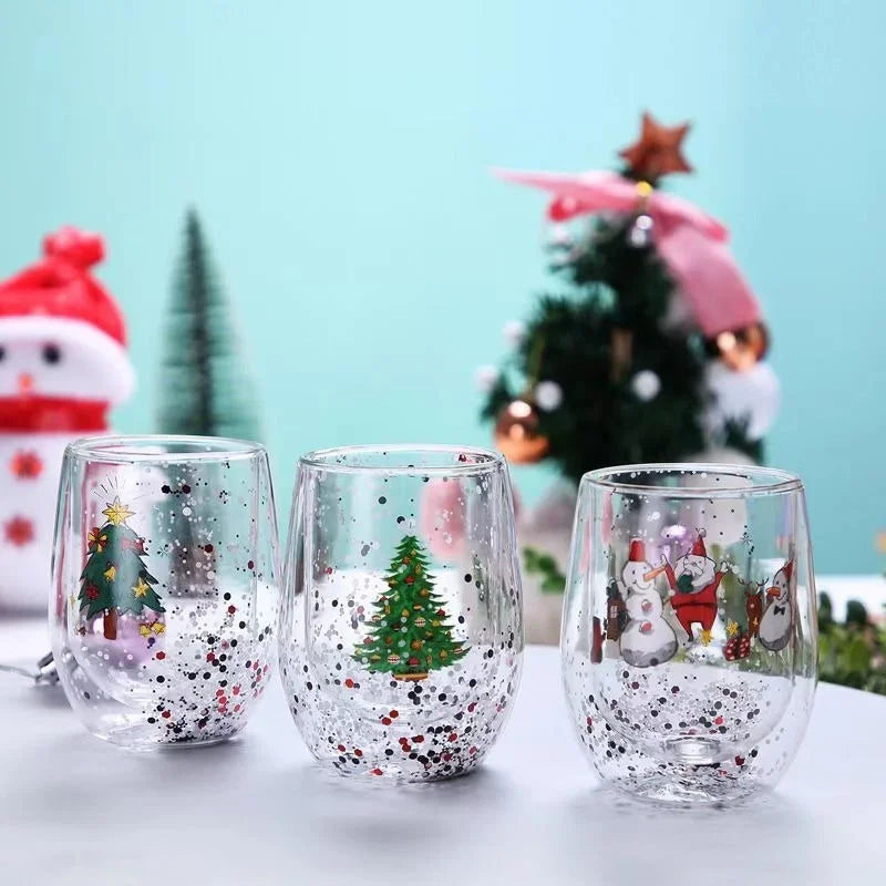 Christmas Double Wall Glass cups - JOLLY