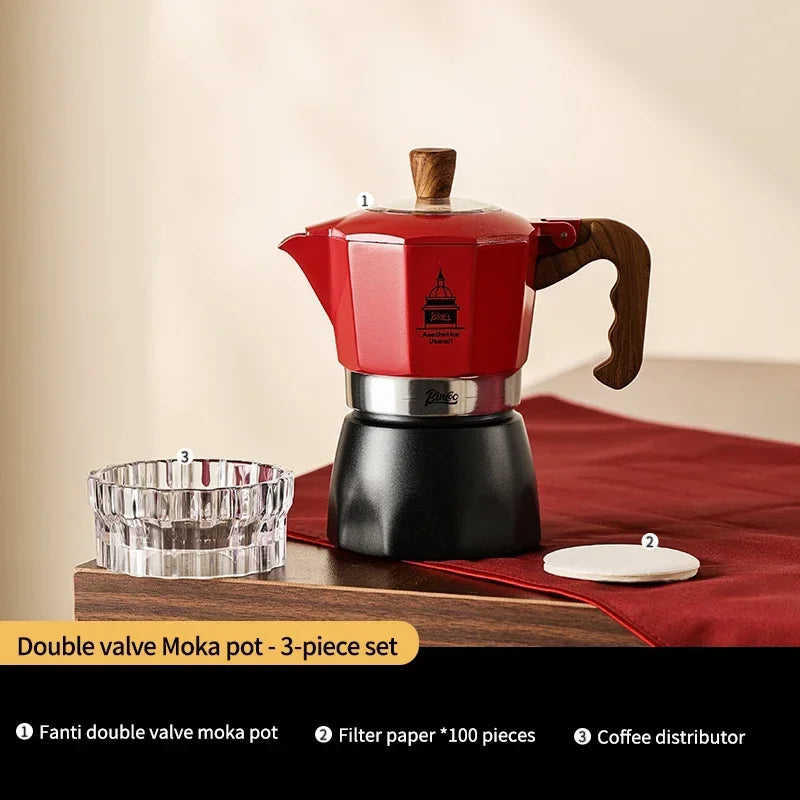 Electric Coffee Moka Pot - BLACK AND RED