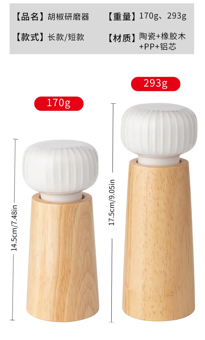 Ceramic and Wood Mill Salt and Pepper Grinder - CRUNCH