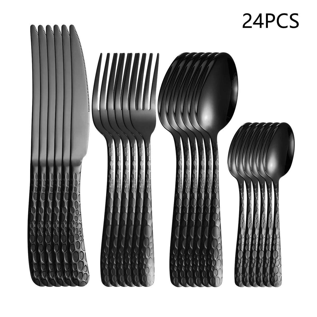4/6/16/24pcs Black stainless steel cutlery - NERO