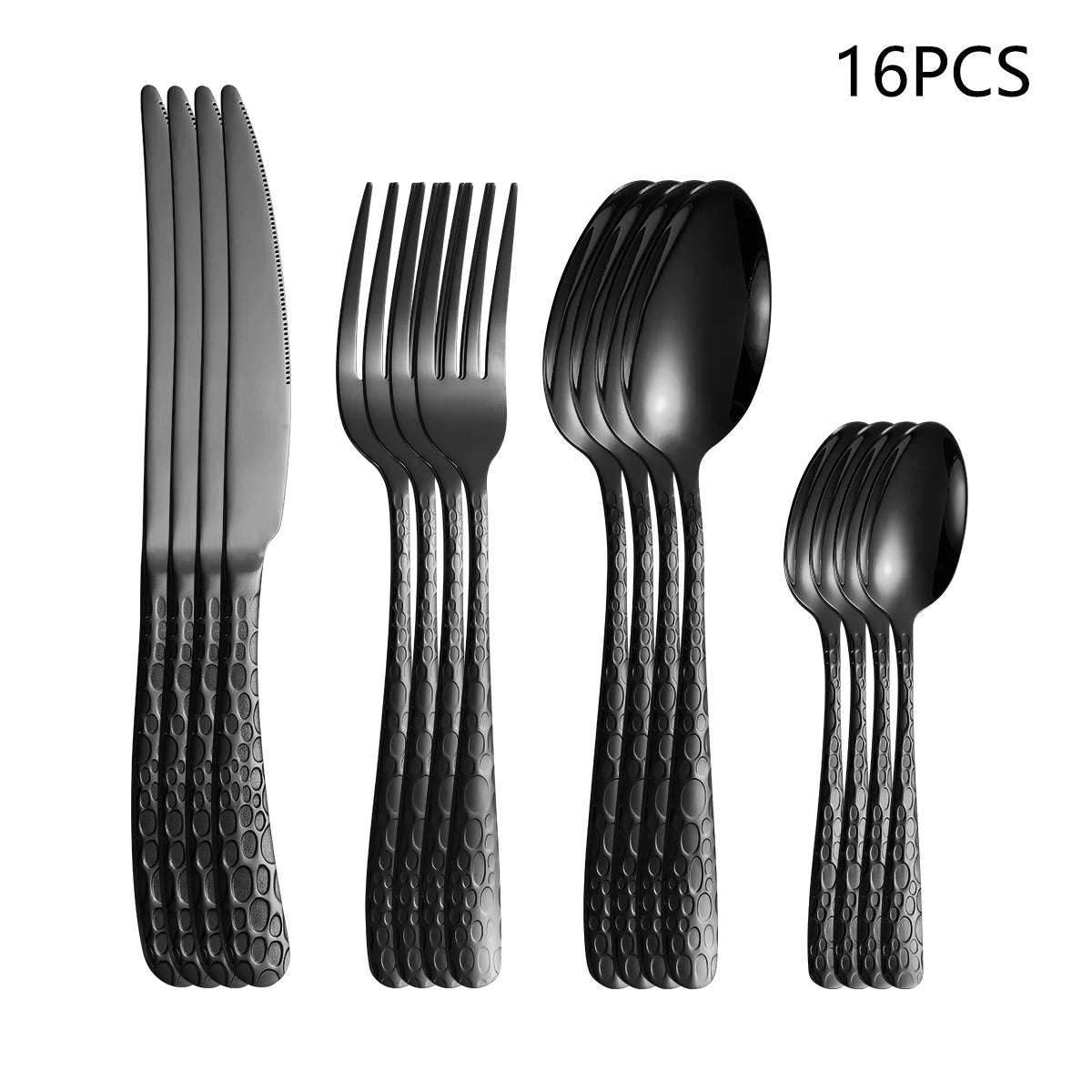 4/6/16/24pcs Black stainless steel cutlery - NERO