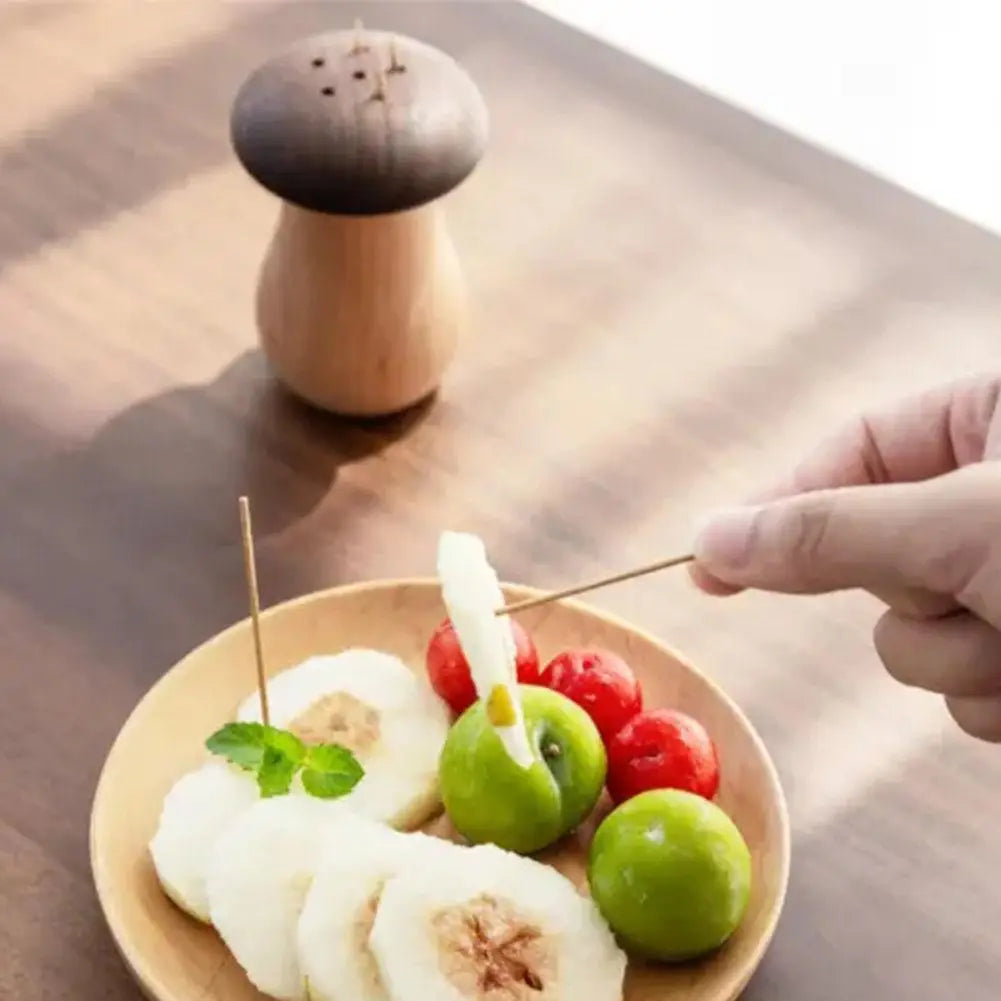 Walnut Wood Mushroom Toothpick Holder Dispenser - SHROOM