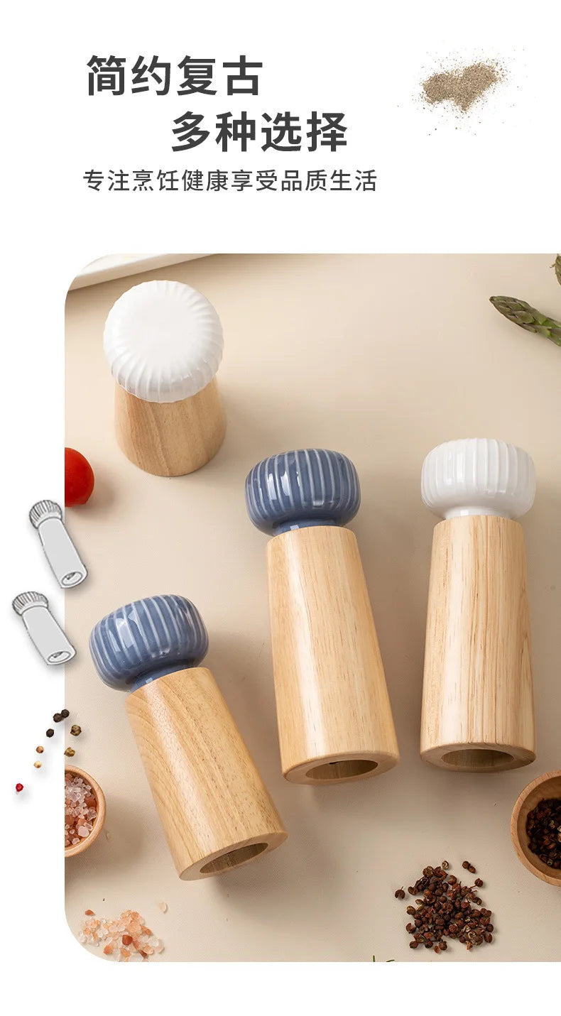 Ceramic and Wood Mill Salt and Pepper Grinder - CRUNCH