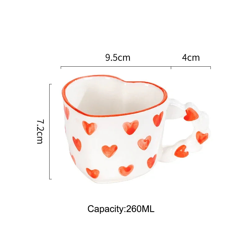Heart Shape Coffee cup with Saucer Hand Painted - ROMANTIC