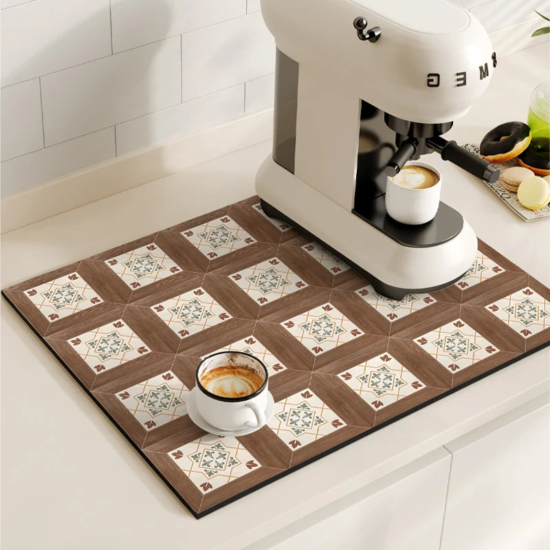 Coffee Mat Quick Drying Draining Board - RETRO