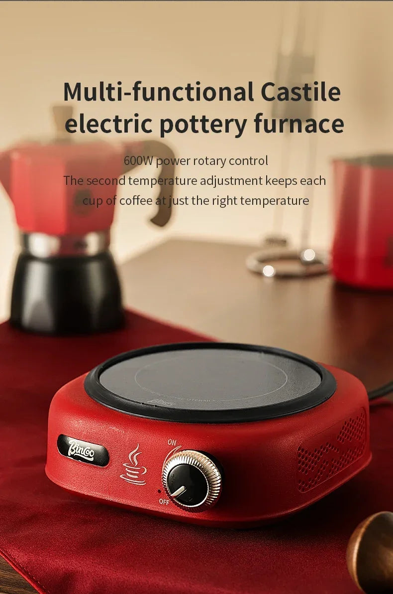 Electric Coffee Moka Pot - BLACK AND RED
