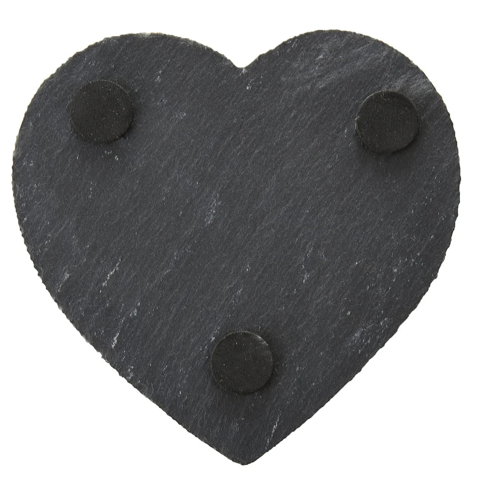 8pcs Heart Shape Black Slate Stone Coasters - SLATE