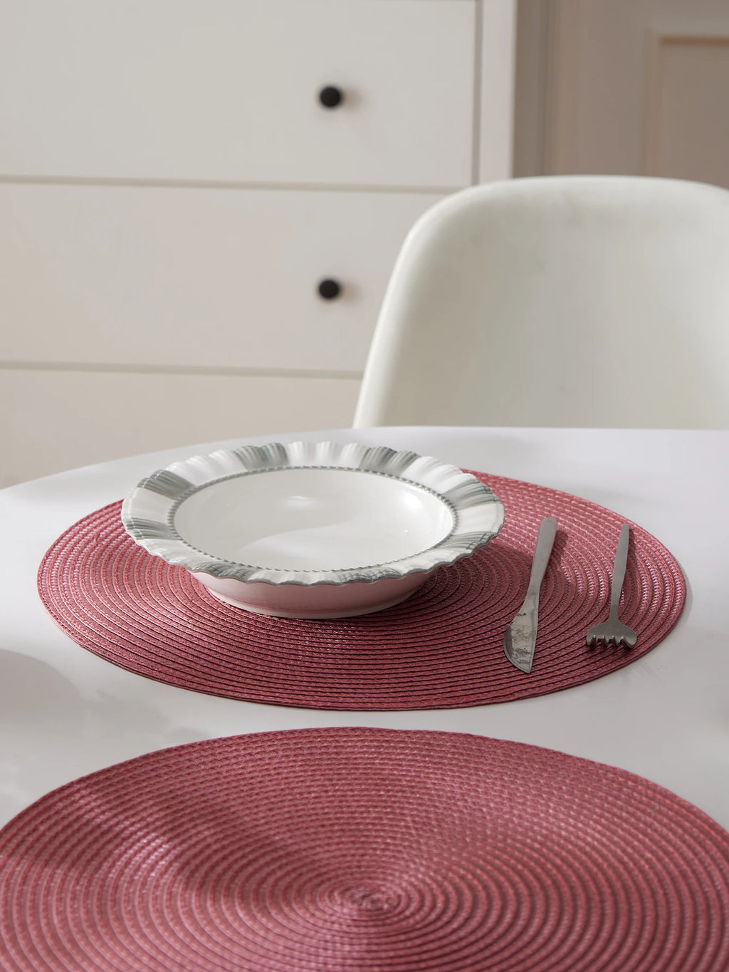 Round Braided Placemats Set of 4 Washable - COLORII